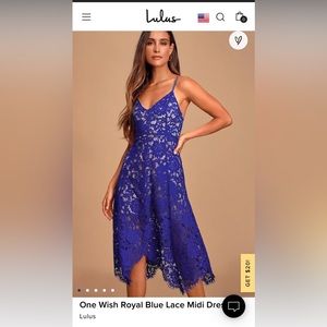 *NWT* Lulus One Wish Royal Blue Lace Midi Dress